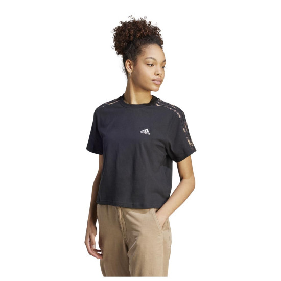 Adidas Γυναικεία κοντομάνικη μπλούζα Vibrant Print 3-Stripes Crop Tee